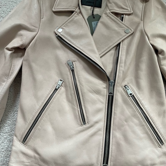 All saints blush pink leather Elva jacket - Picture 8 of 12